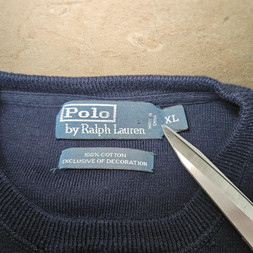 Polo Ralph Lauren Sweater Men XL Navy Cotton Red Pony‎ Preppy Academia Grandpa